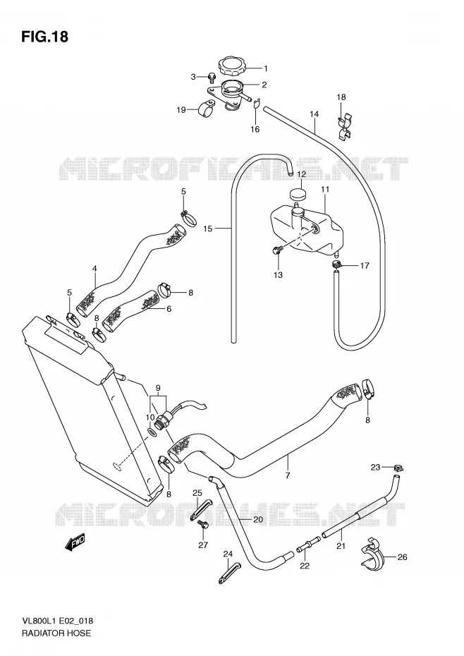 RADIATOR HOSE - EXPANSION TANK Suzuki MOTO 800 VOLUSIA 2011  VL800CL1(E2)