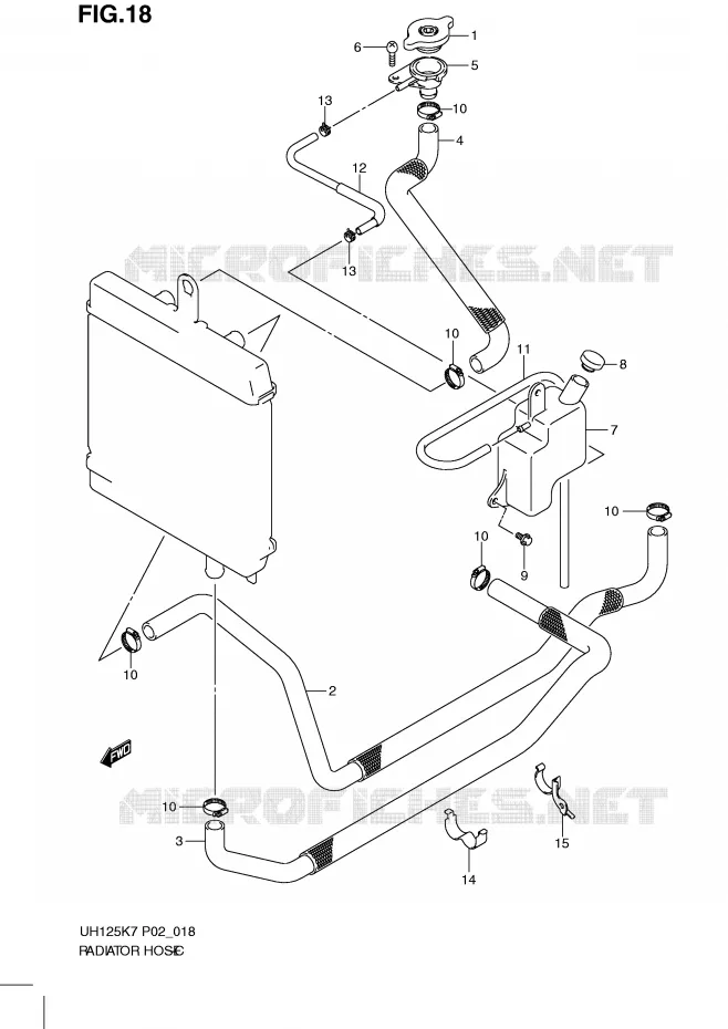 RADIATOR HOSE - EXPANSION TANK Suzuki SCOOTER 125 BURGMAN 2011  UH125GL0(P2)