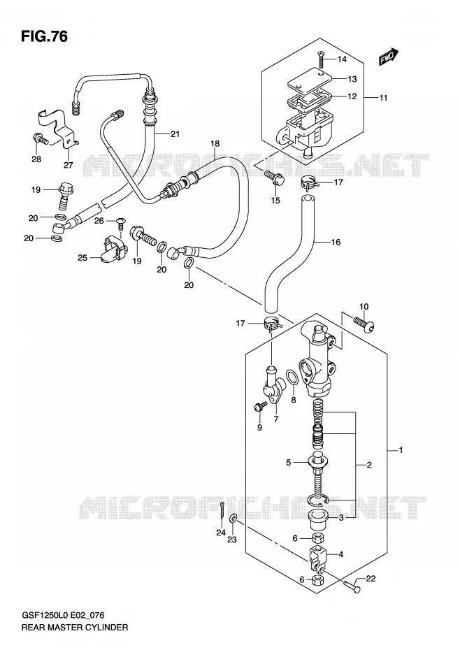 REAR BRAKE MASTER CYLINDER (GSF1250AL0) Suzuki MOTO 1250 BANDIT 2010  GSF1250AL0(E2)