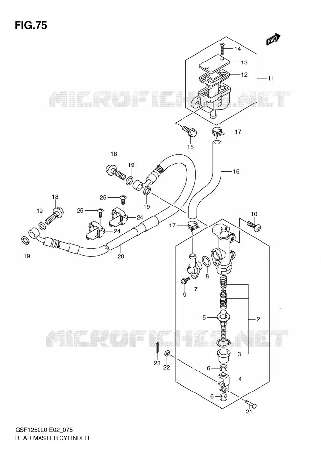 REAR BRAKE MASTER CYLINDER (GSF1250L0) Suzuki MOTO 1250 BANDIT 2010  GSF1250AL0(E2)