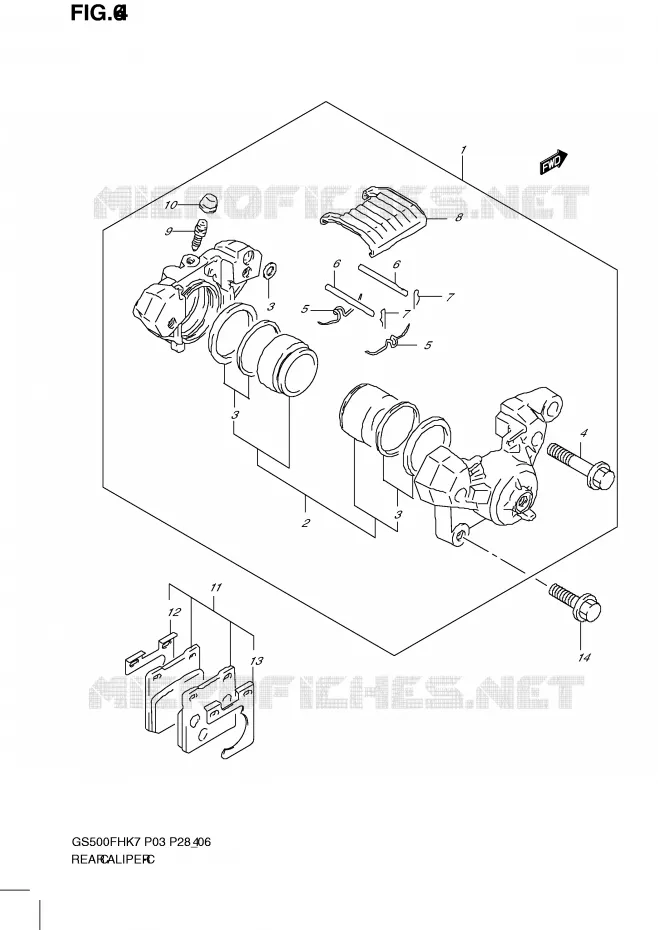 REAR CALIPER Suzuki MOTO 500 GS-F 2010  GS500FHL0(P3)