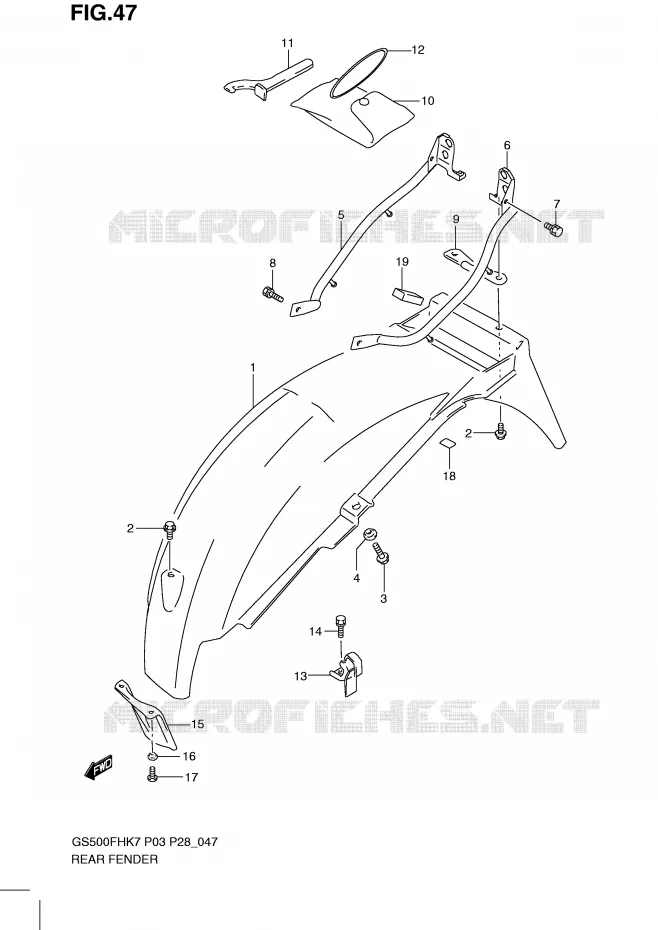 REAR FENDER Suzuki MOTO 500 GS-F 2010  GS500FHL0(P3)