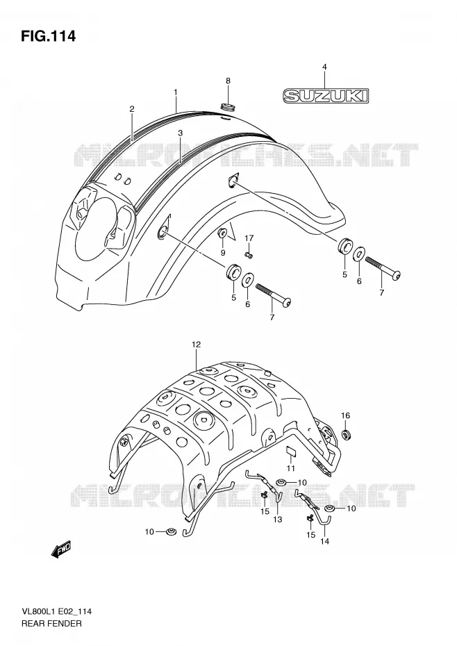 REAR FENDER (VL800CL1 E19) Suzuki MOTO 800 VOLUSIA 2011  VL800CUEL1(E2)