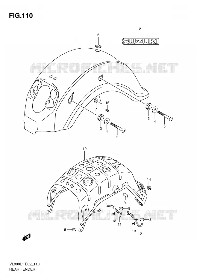 REAR FENDER (VL800L1 E2) Suzuki MOTO 800 VOLUSIA 2011  VL800CUEL1(E2)