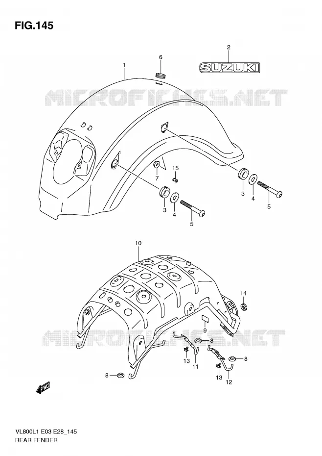 REAR FENDER (VL800L1 E3) Suzuki MOTO 800 VOLUSIA 2011  VL800CL1(E3/E28)