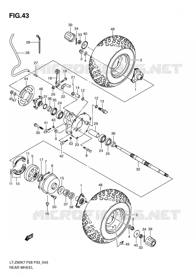 REAR WHEEL Suzuki QUAD 90 QUADSPORT 2010  LT-Z90L0(P28/P33)
