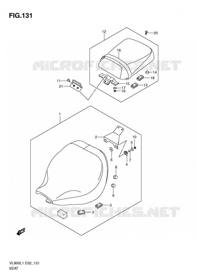 SEAT (VL800L1 E24) Suzuki MOTO 800 VOLUSIA 2011  VL800CUEL1(E2)