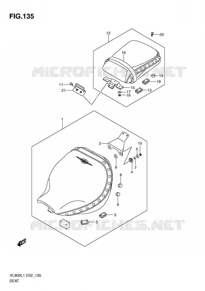 SEAT (VL800TL1 E24) Suzuki MOTO 800 VOLUSIA 2011  VL800CUEL1(E2)