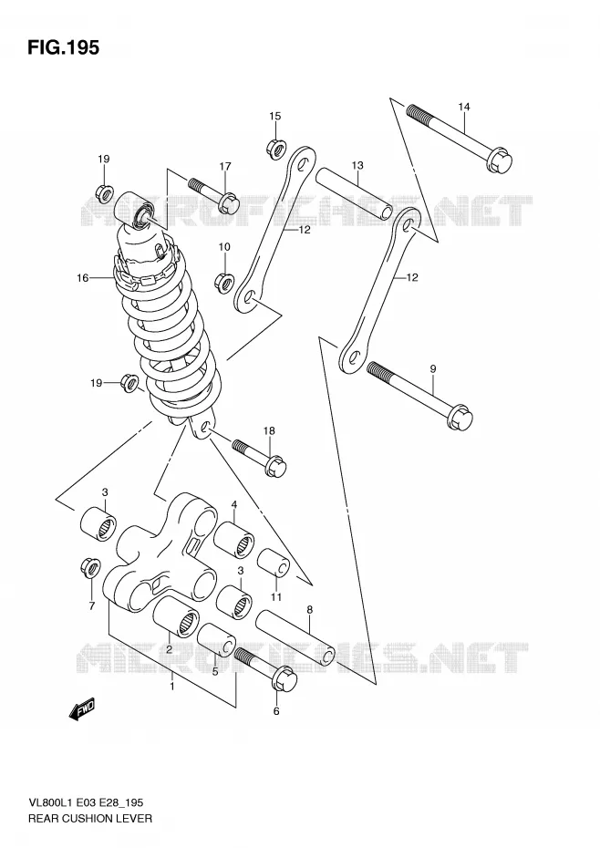 SHOCK ABSORBER LINKAGE (VL800L1 E3) Suzuki MOTO 800 VOLUSIA 2011  VL800CL1(E3/E28)
