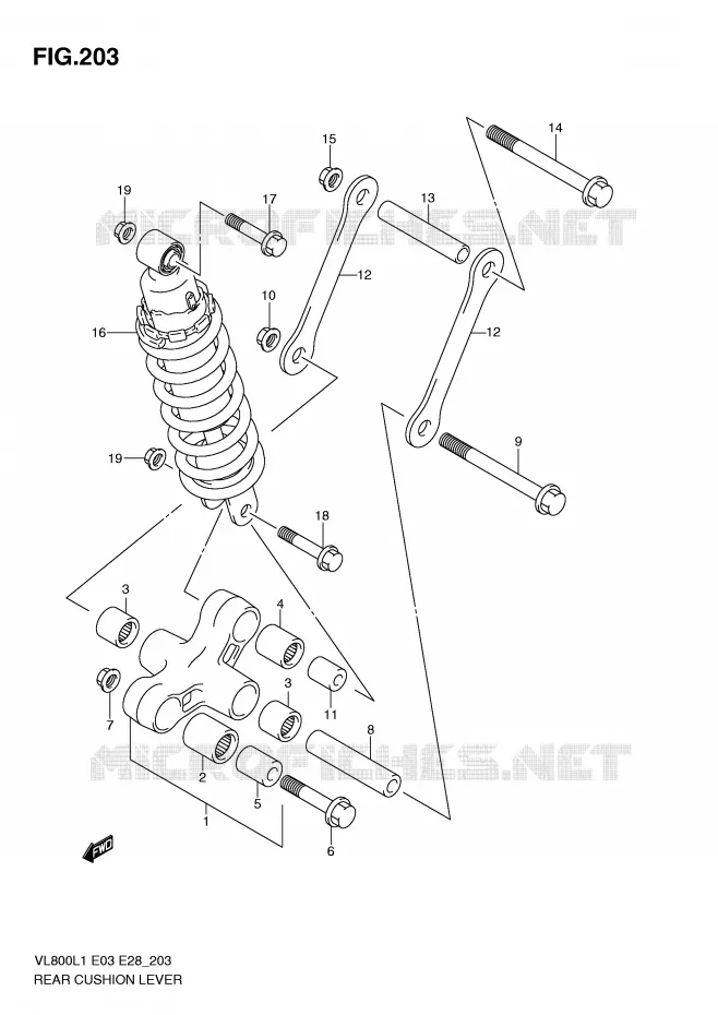 SHOCK ABSORBER LINKAGE (VL800TL1 E33) Suzuki MOTO 800 VOLUSIA 2011  VL800CL1(E3/E28)