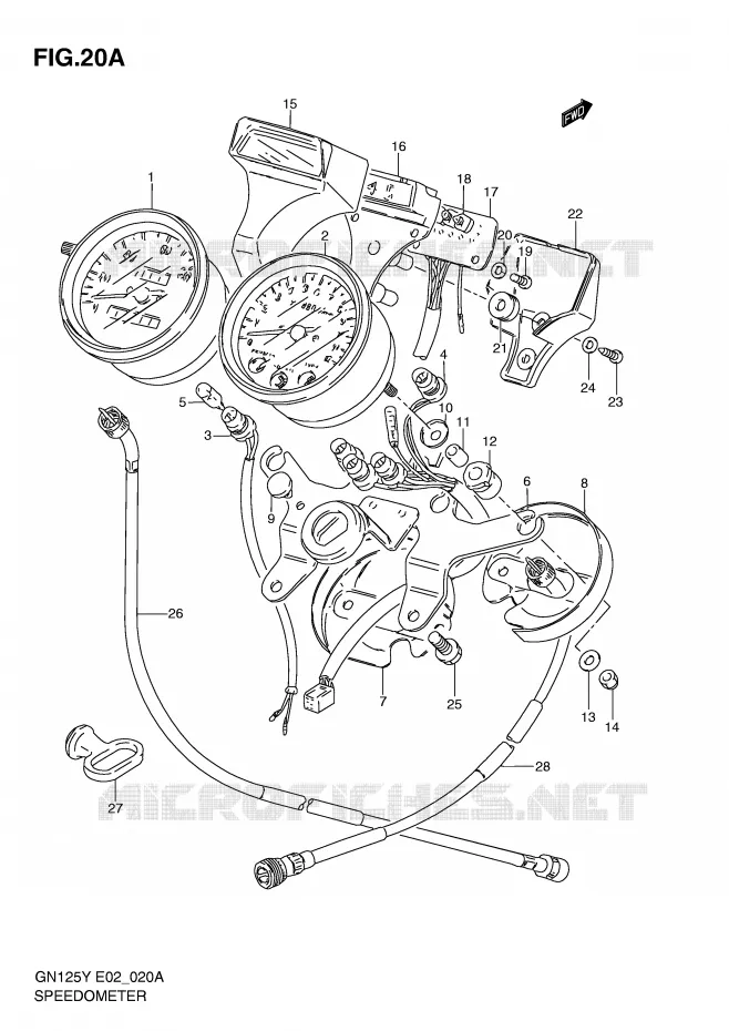 SPEEDOMETER (MODEL V/W/X/Y/K1 E1,E30) Suzuki MOTO 125 GN 2000  GN125EY(E2)