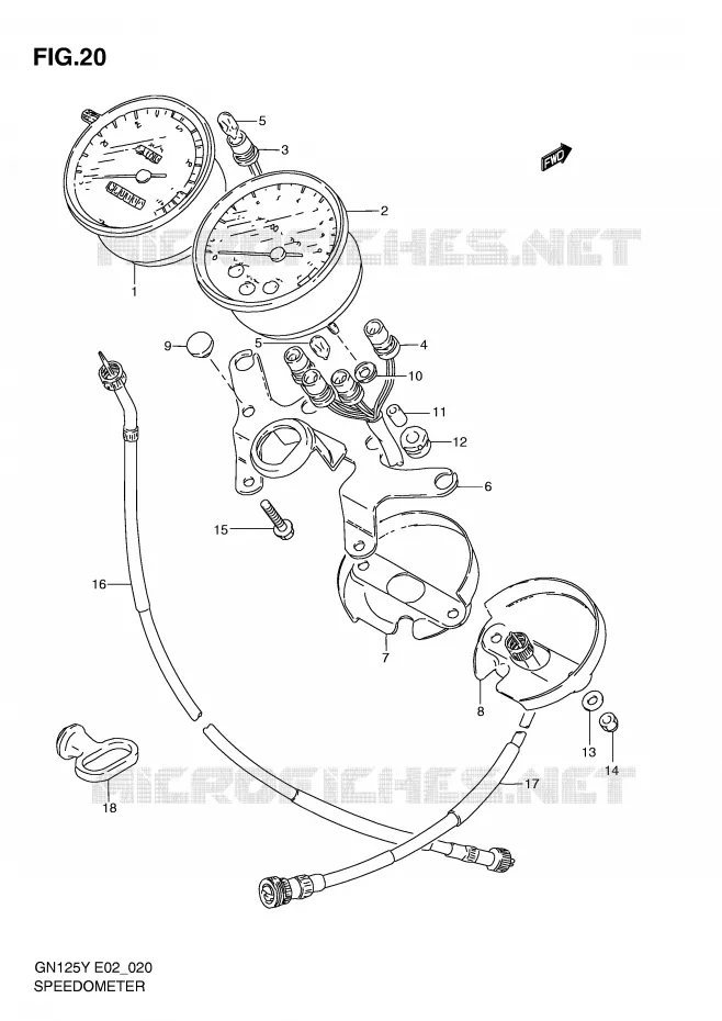 SPEEDOMETER (MODEL V/W/X/Y/K1) Suzuki MOTO 125 GN 1999  GN125UX(E2)