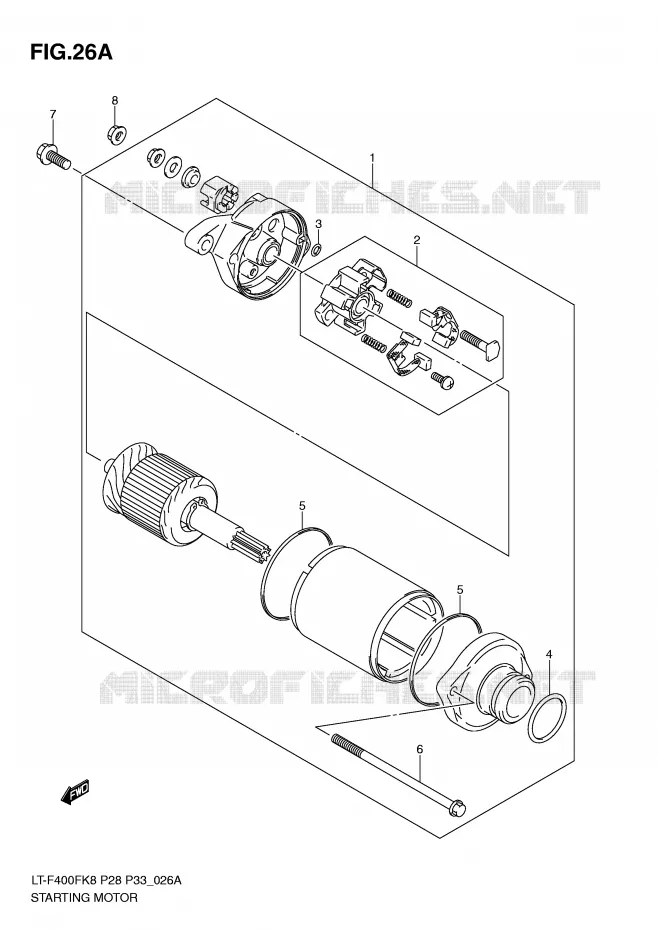 STARTER MOTOR (MODEL L0) Suzuki QUAD 400 KINGQUAD 2010  LT-F400FUL0(P28/P33)