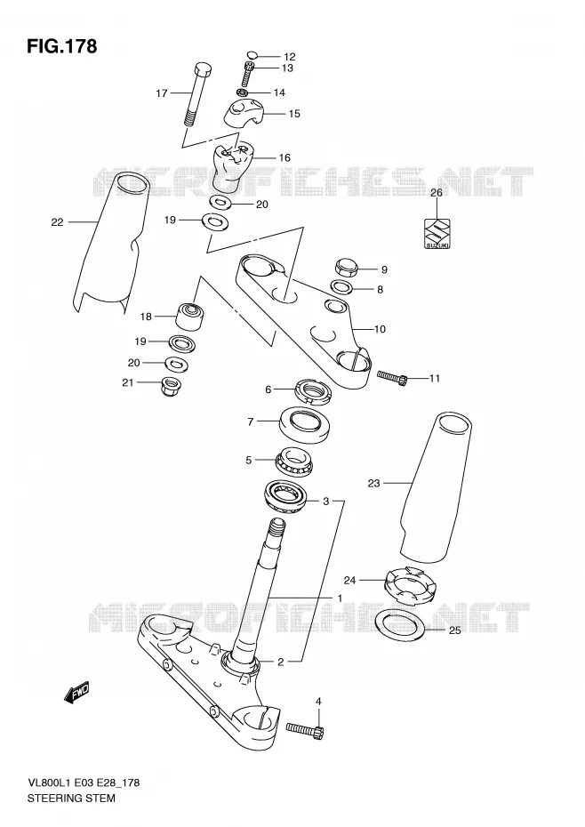 STEERING COLUMN (VL800CL1 E28) Suzuki MOTO 800 VOLUSIA 2011  VL800TL1(E3/E28)