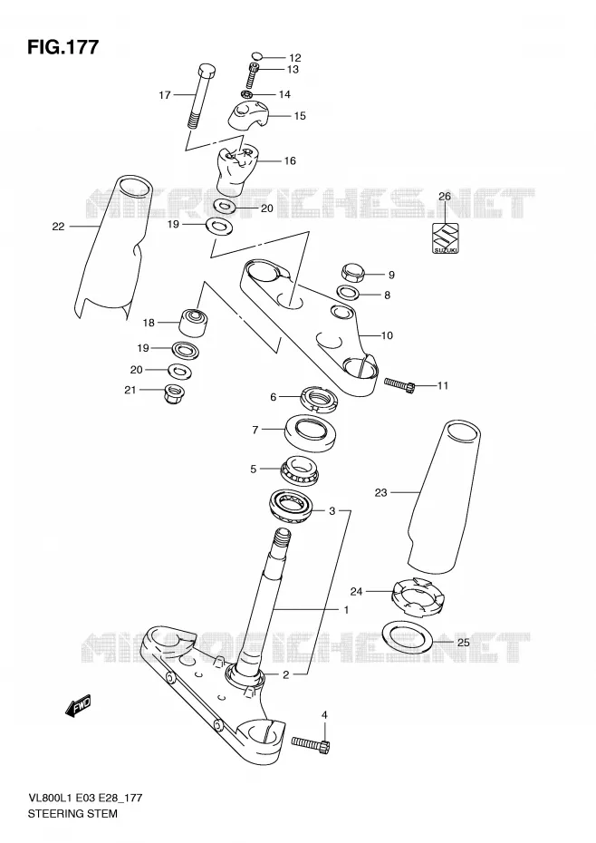 STEERING COLUMN (VL800CL1 E3) Suzuki MOTO 800 VOLUSIA 2011  VL800CL1(E3/E28)