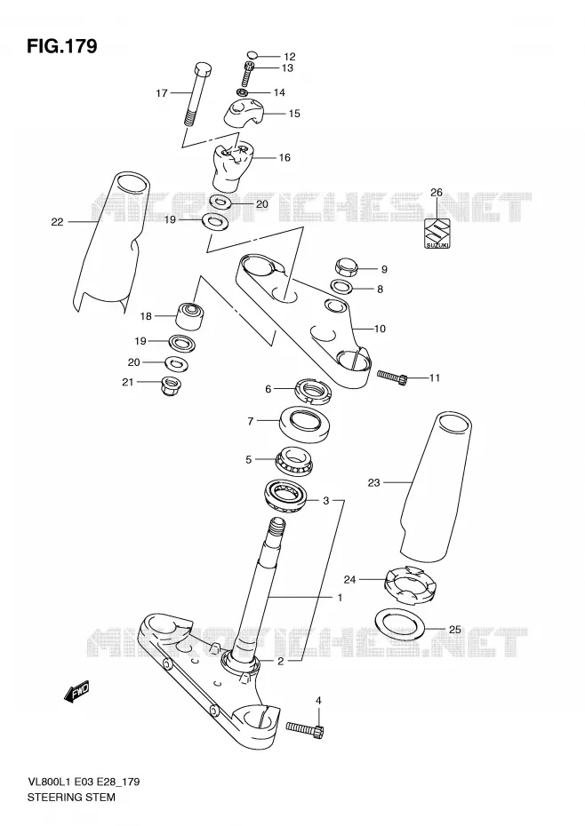 STEERING COLUMN (VL800CL1 E33) Suzuki MOTO 800 VOLUSIA 2011  VL800CL1(E3/E28)