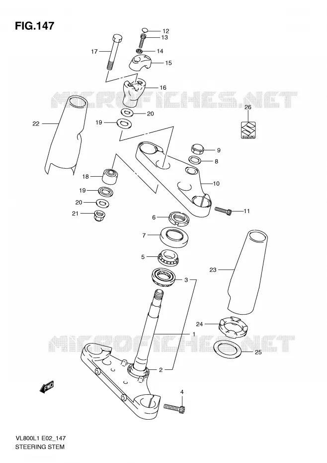 STEERING COLUMN (VL800CUEL1 E19) Suzuki MOTO 800 VOLUSIA 2011  VL800CL1(E2)