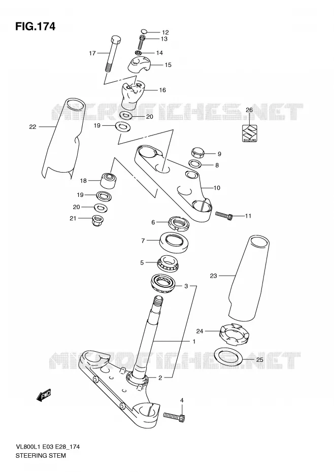 STEERING COLUMN (VL800L1 E3) Suzuki MOTO 800 VOLUSIA 2011  VL800CL1(E3/E28)