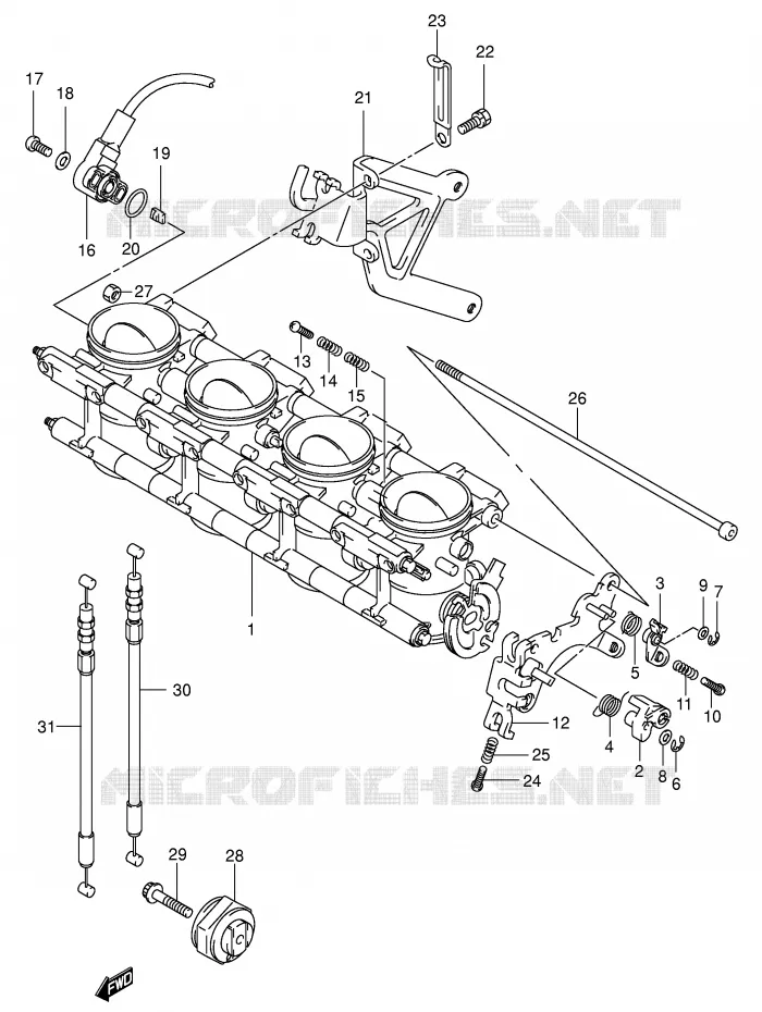 THROTTLE BODY (MODEL K1) Suzuki MOTO 750 GSX-R 2001  GSX-R750U1K1(E2)