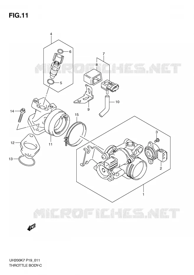 THROTTLE BODY Suzuki SCOOTER 200 BURGMAN 2011  UH200GL1(P19)
