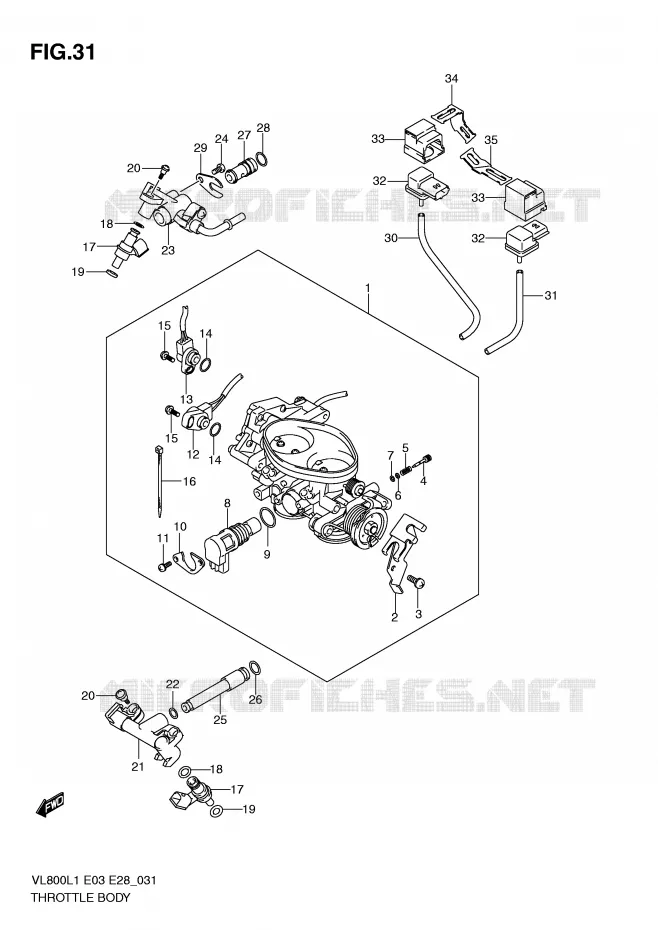 THROTTLE BODY (VL800CL1 E28) Suzuki MOTO 800 VOLUSIA 2011  VL800L1(E3/E28)