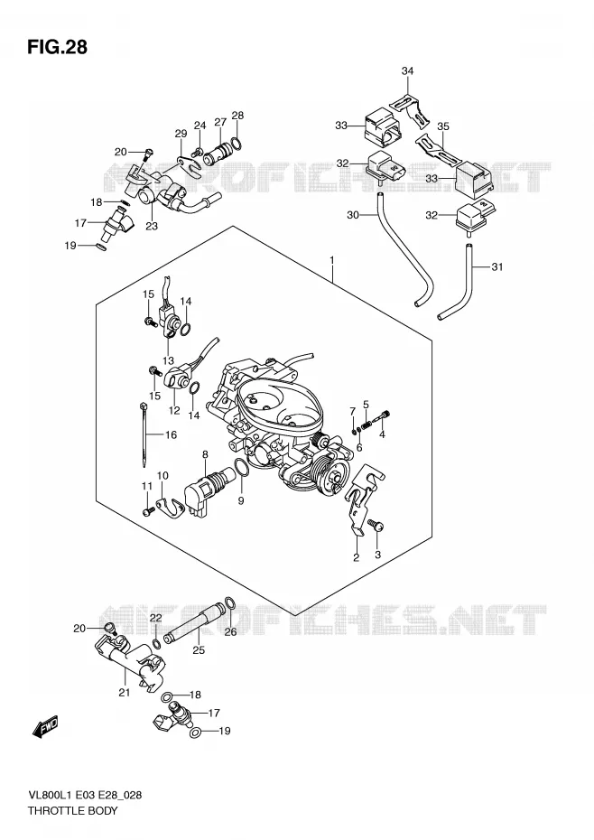THROTTLE BODY (VL800L1 E28) Suzuki MOTO 800 VOLUSIA 2011  VL800CL1(E3/E28)