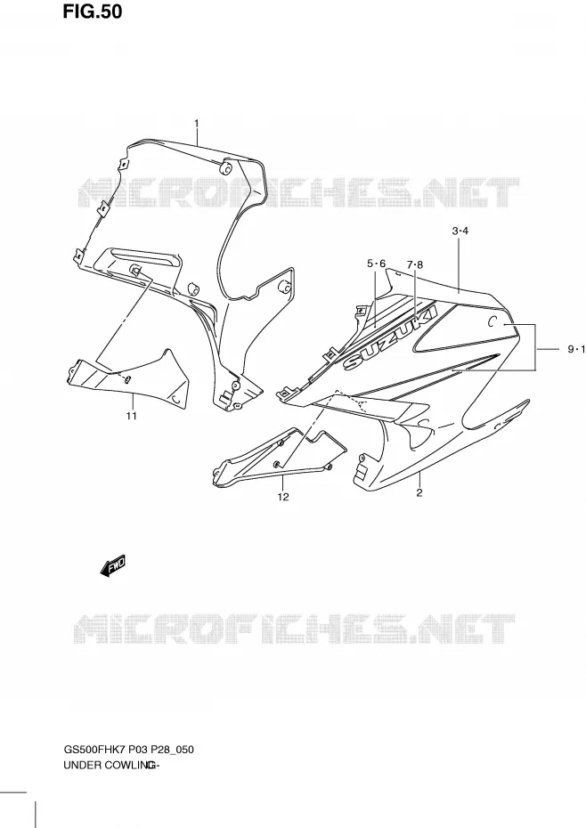 UNDER COWLING  (GS500FHK7) Suzuki MOTO 500 GS-F 2010  GS500FHL0(P3)