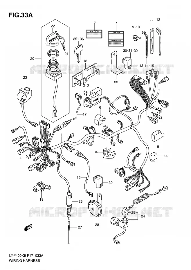 WIRING HARNESS (MODEL L0) Suzuki QUAD 400 KINGQUAD 2009  LT-F400K9(P17)
