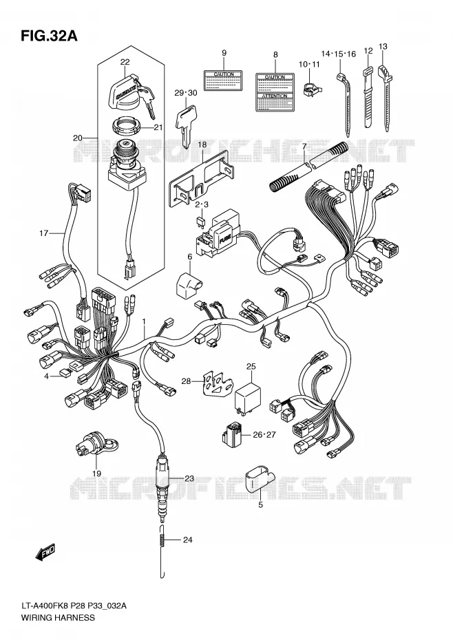 WIRING HARNESS (MODEL L0) Suzuki QUAD 400 KINGQUAD 2010  LT-A400FUL0(P28/P33)