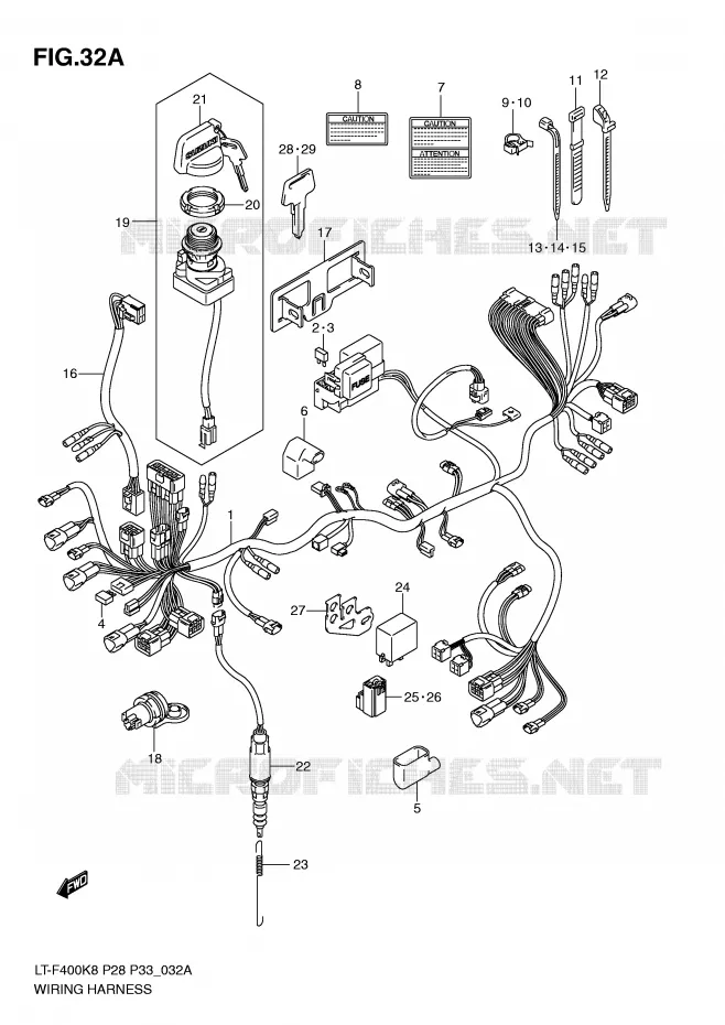 WIRING HARNESS (MODEL L0) Suzuki QUAD 400 KINGQUAD 2010  LT-F400L0(P28/P33)