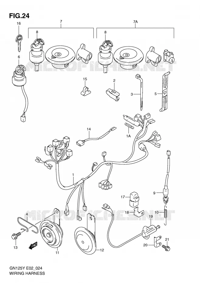 WIRING HARNESS (MODEL V/W/X/Y/K1) Suzuki MOTO 125 GN 1998  GN125EW(E2)