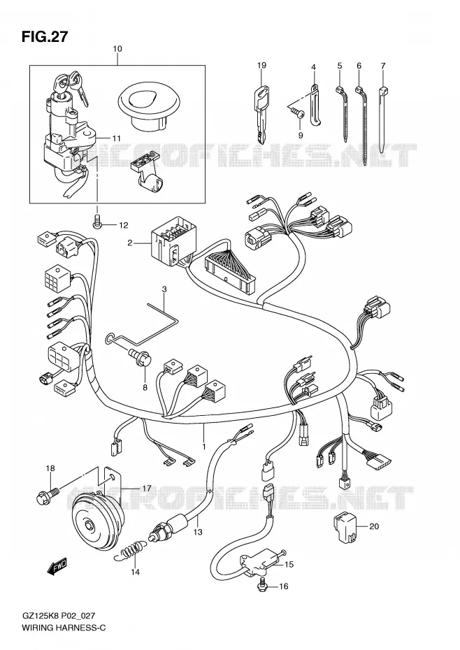 WIRING HARNESS Suzuki MOTO 125 MARAUDER 2009  GZ125K9(P02)