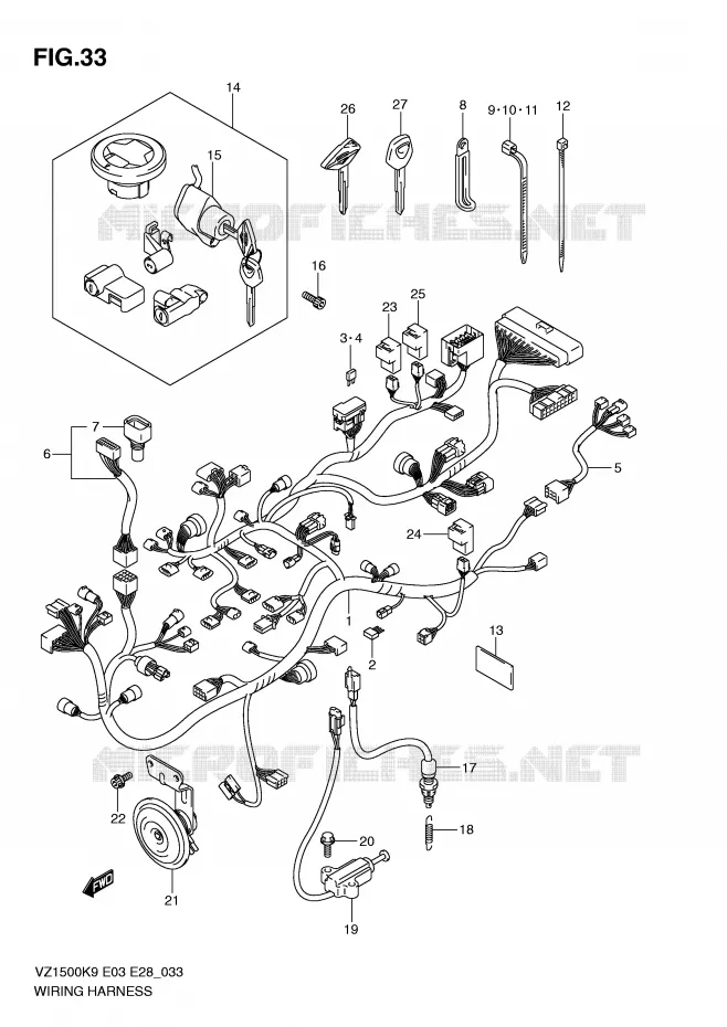 WIRING HARNESS Suzuki MOTO 1500 BOULEVARD 2009  VZ1500K9(E3/E28)