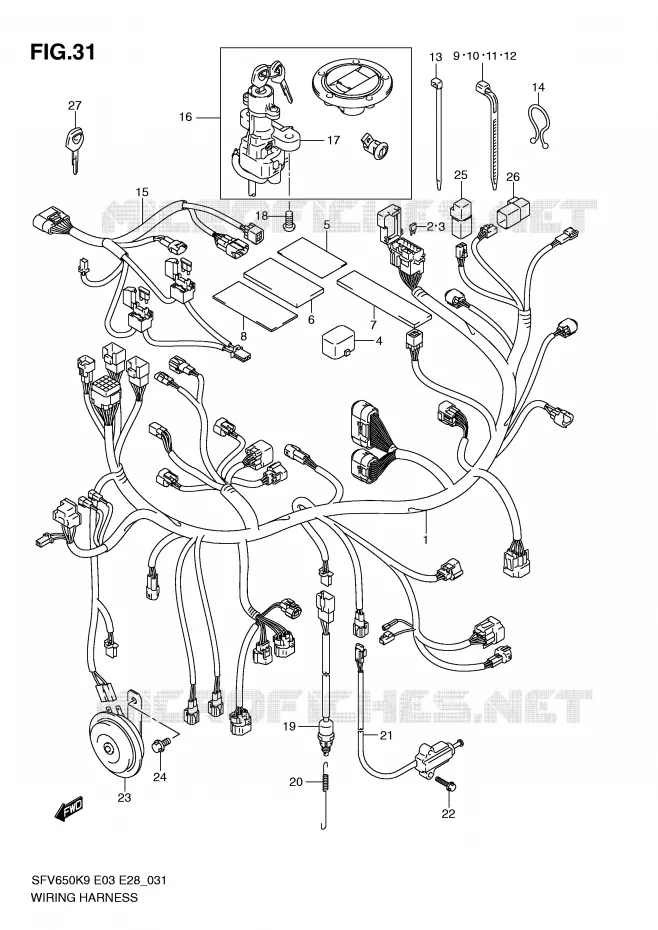 WIRING HARNESS Suzuki MOTO 650 GLADIUS 2010  SFV650AL0(E3/E28)