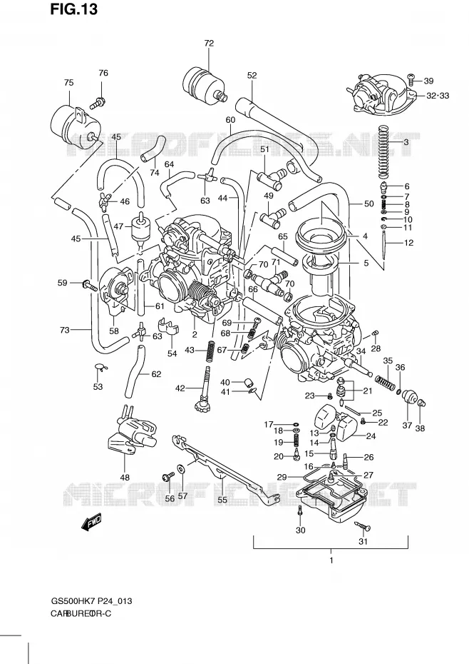 CARBURETOR Suzuki MOTO 500 GS-F 2009  GS500FHK9(P24)