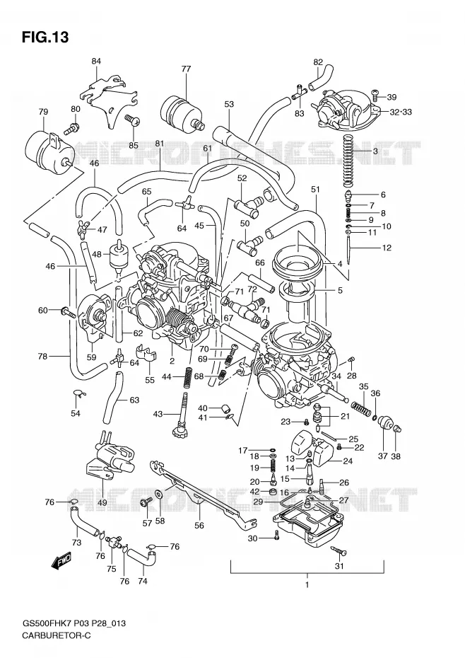 CARBURETOR Suzuki MOTO 500 GS-F 2010  GS500FHL0(P3)