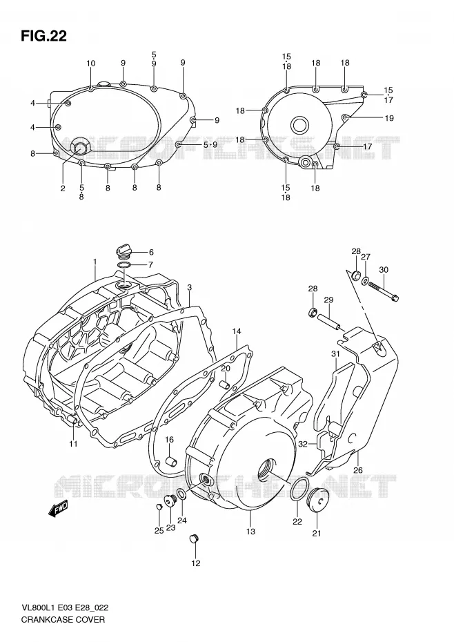 CRANKCASE COVER Suzuki MOTO 800 VOLUSIA 2011  VL800CL1(E3/E28)