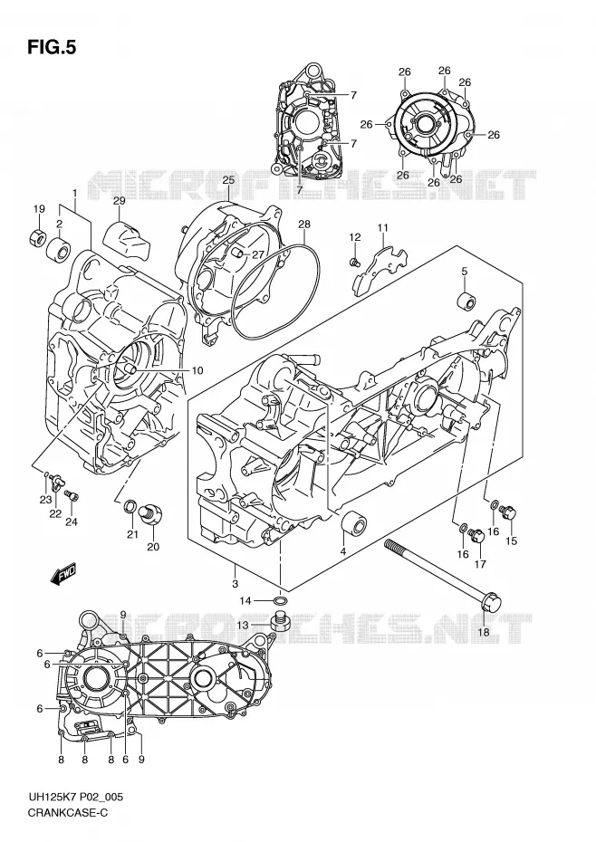 CRANKCASE Suzuki SCOOTER 125 BURGMAN 2012  UH125GL0(P2)