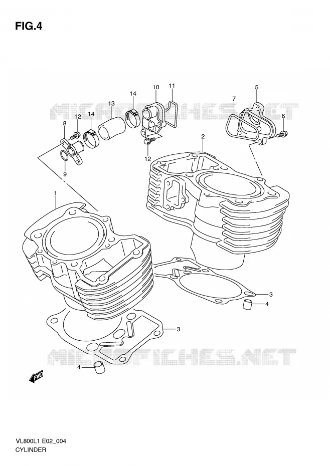 CYLINDER Suzuki MOTO 800 VOLUSIA 2011  VL800CUEL1(E2)