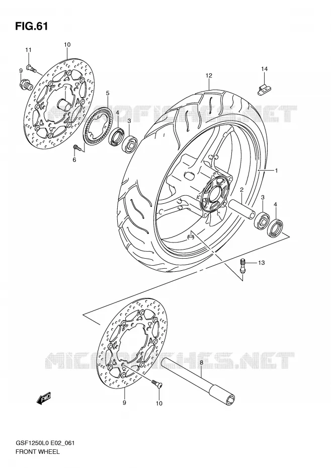 FRONT WHEEL (GSF1250AL0) Suzuki MOTO 1250 BANDIT 2010  GSF1250AL0(E2)