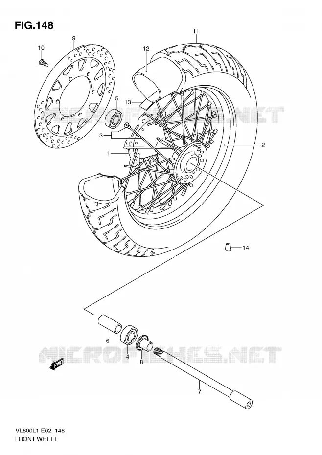 FRONT WHEEL (VL800L1 E2) Suzuki MOTO 800 VOLUSIA 2011  VL800CL1(E2)