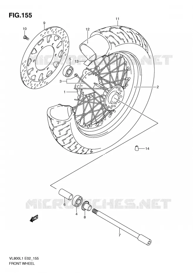 FRONT WHEEL (VL800UEL1 E19) Suzuki MOTO 800 VOLUSIA 2011  VL800CL1(E2)