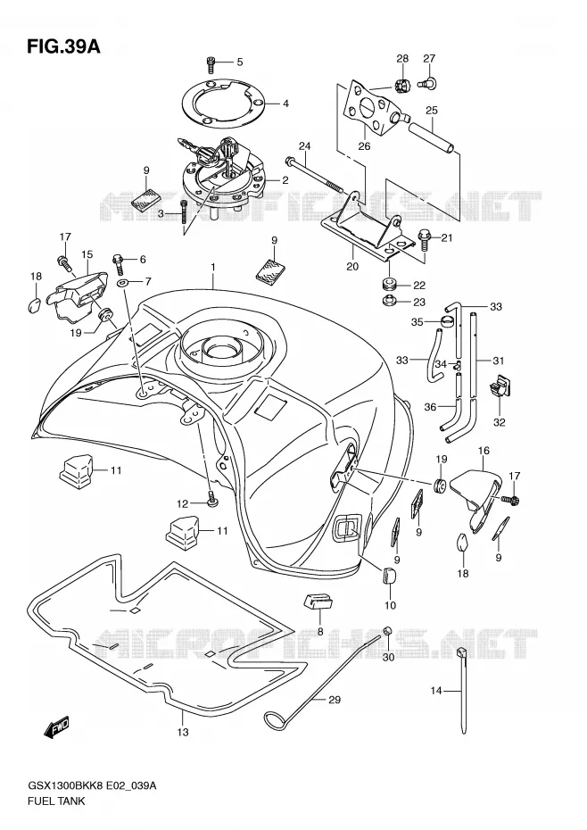 FUEL TANK (MODEL L0) Suzuki MOTO 1300 B-KING 2012  GSX1300BKAU2K8(E2)
