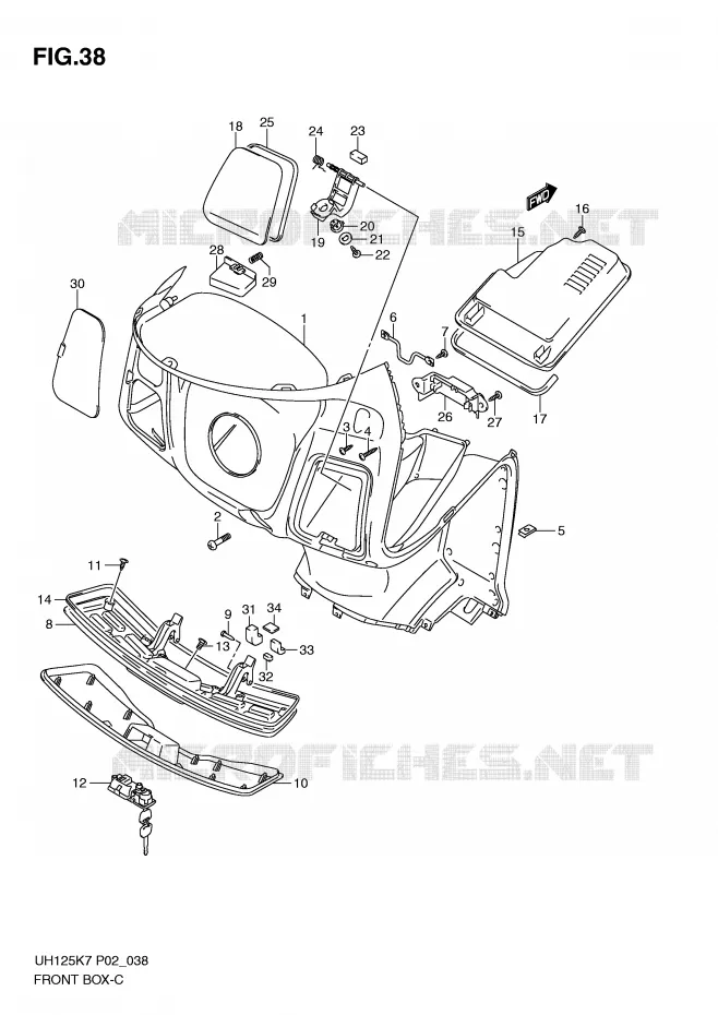 GLOVE BOX Suzuki SCOOTER 125 BURGMAN 2012  UH125GL0(P2)