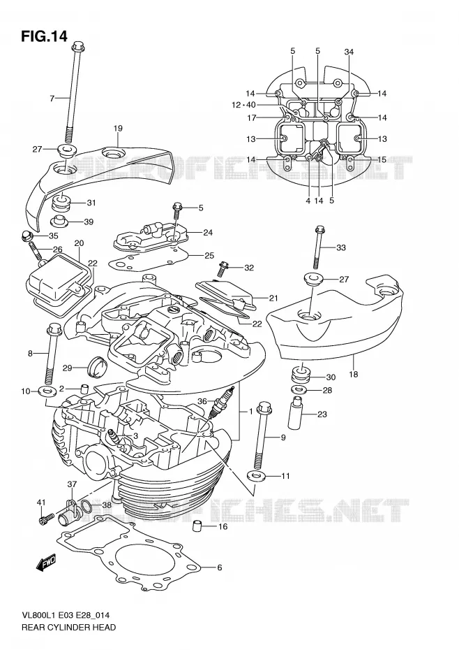 REAR CYLINDER HEAD (VL800CL1 E3) Suzuki MOTO 800 VOLUSIA 2011  VL800CL1(E3/E28)