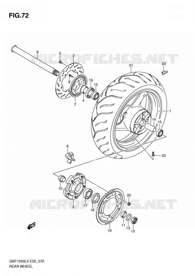REAR WHEEL (GSF1250AL0) Suzuki MOTO 1250 BANDIT 2010  GSF1250AL0(E2)