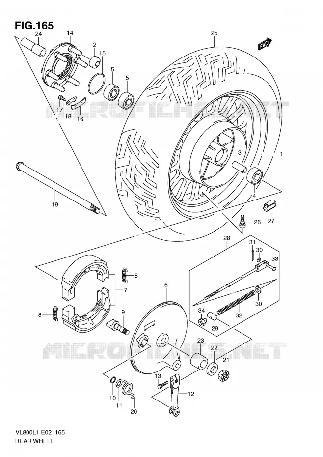 REAR WHEEL (VL800CL1 E19) Suzuki MOTO 800 VOLUSIA 2011  VL800L1(E2)