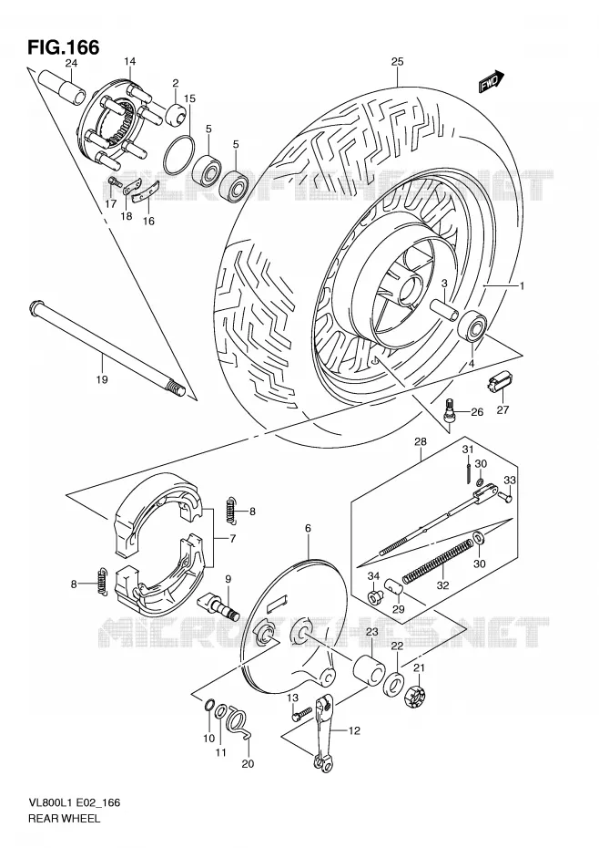 REAR WHEEL (VL800CL1 E24) Suzuki MOTO 800 VOLUSIA 2011  VL800CL1(E2)