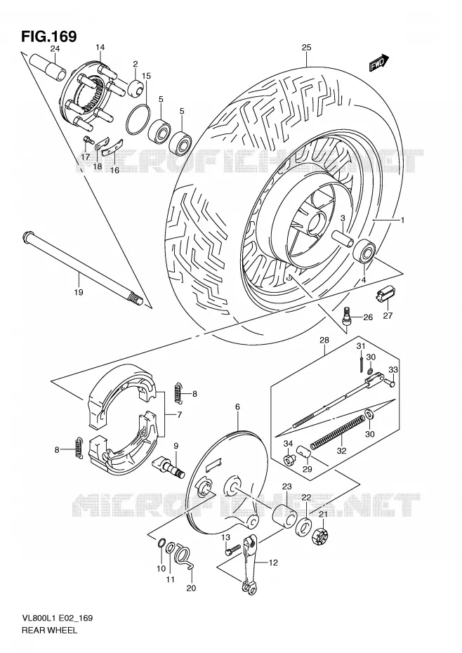 REAR WHEEL (VL800CUEL1 E19) Suzuki MOTO 800 VOLUSIA 2011  VL800CL1(E2)