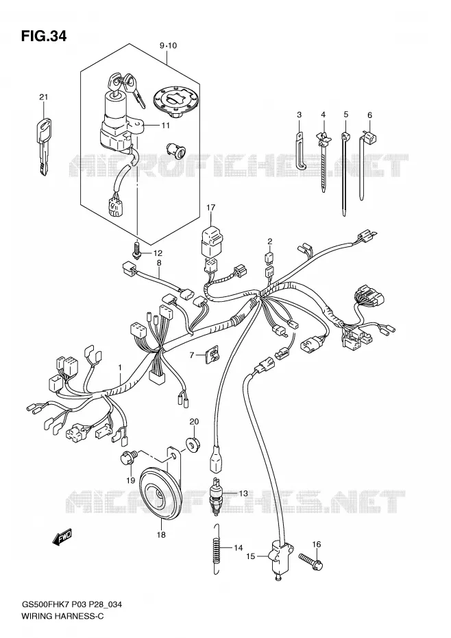 WIRING HARNESS (GS500FH P3, P28, P33, P95) Suzuki MOTO 500 GS-F 2007  GS500FHK7(P3)